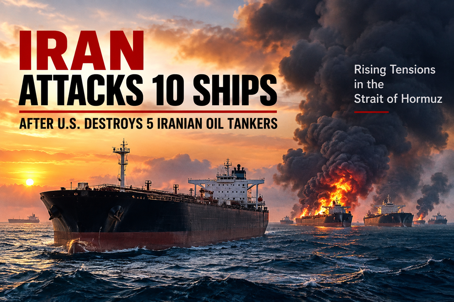 Iran attacks 10 ships after U.S. destroys 5 Iranian oil tankers